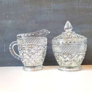 Sugar Bowl & Lid and Creamer, Wexford by Anchor Hocking, Vintage 60s